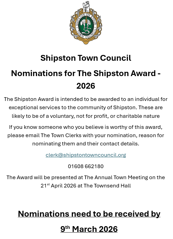 Shipston Award Nominations – 2026